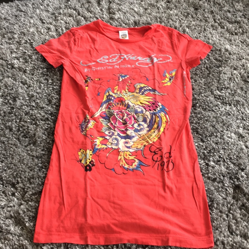 Ed Hardy by Christian Audigier red tunic T-shirt